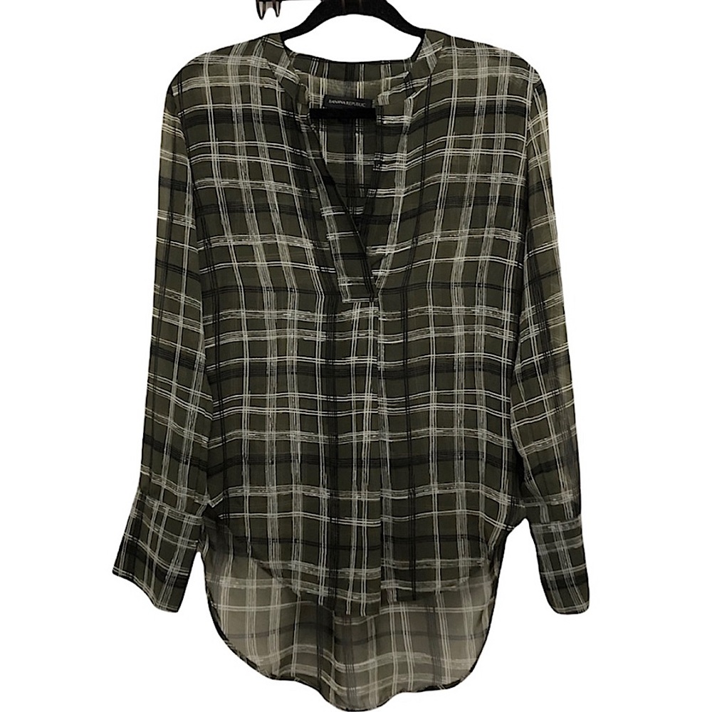 BANANA REPUBLIC |  sheer plaid blouse